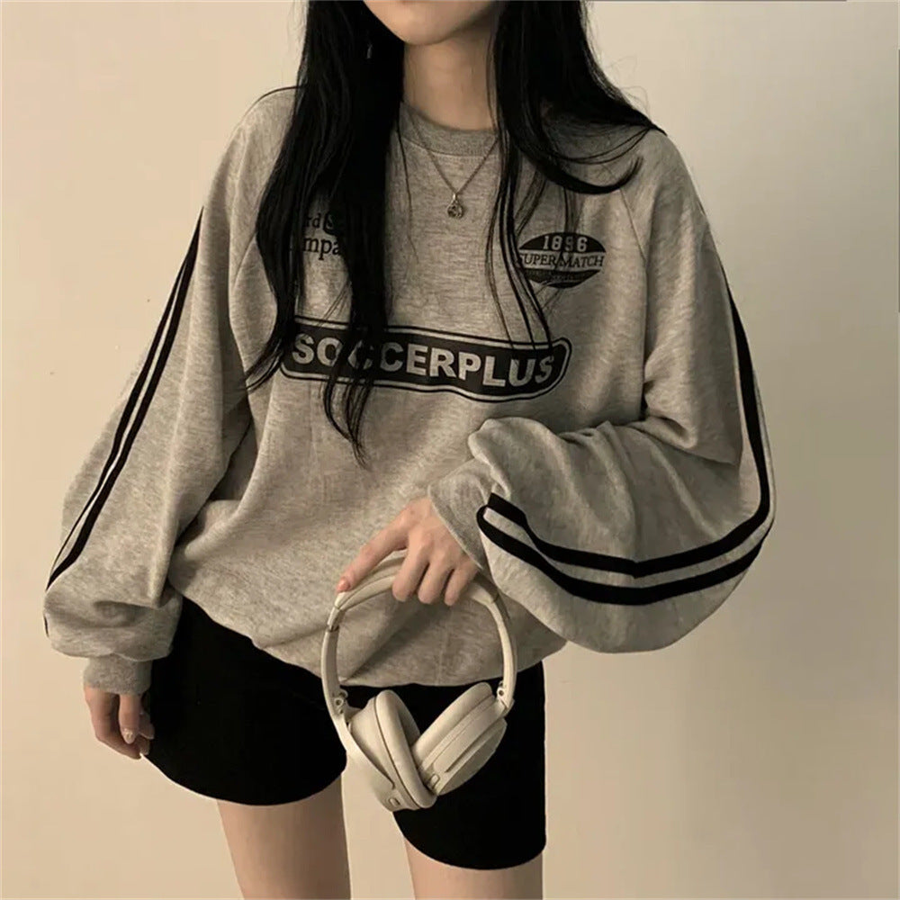 Black Lazy Chic Korean Style Round Neck Sweater