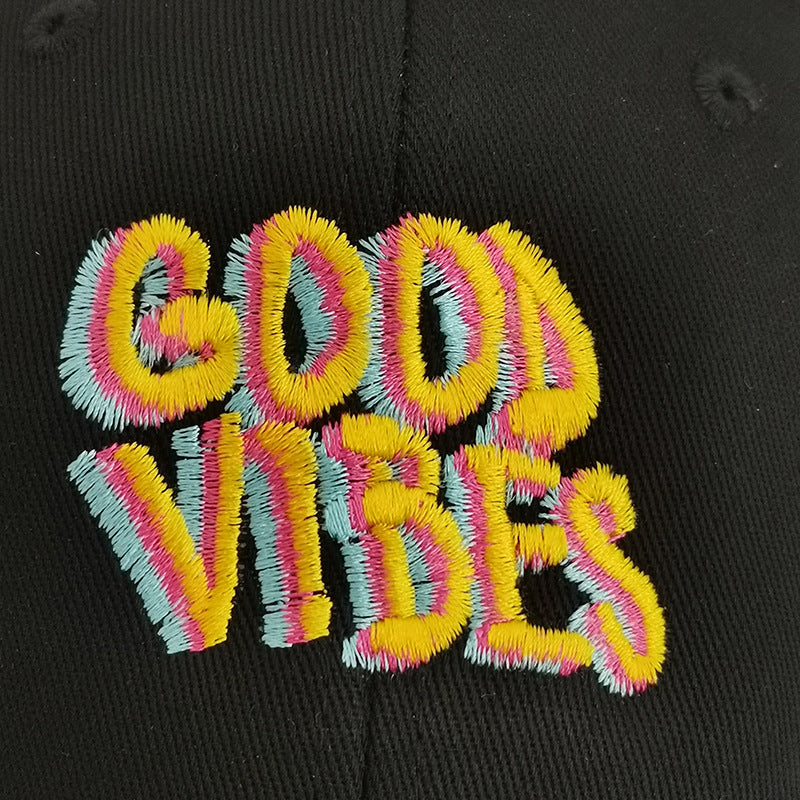 Letter GOOD VIBES Hat Embroidery Cotton Baseball Cap