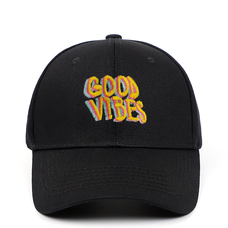 Letter GOOD VIBES Hat Embroidery Cotton Baseball Cap