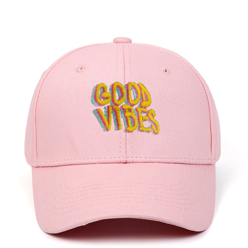 Letter GOOD VIBES Hat Embroidery Cotton Baseball Cap
