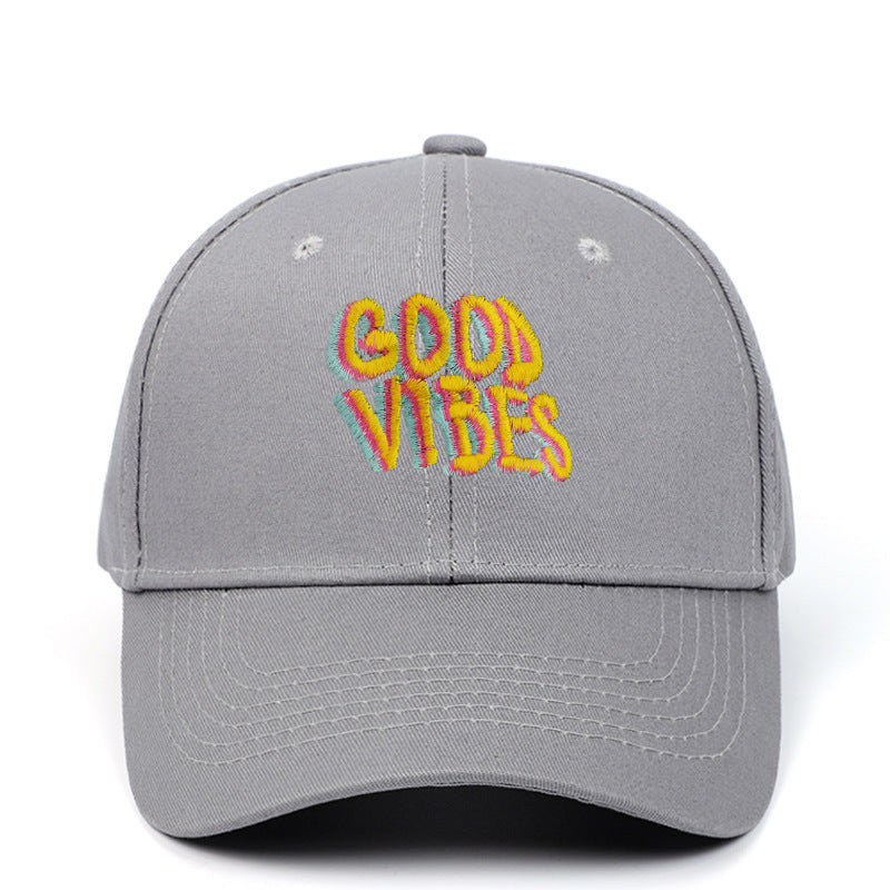 Letter GOOD VIBES Hat Embroidery Cotton Baseball Cap