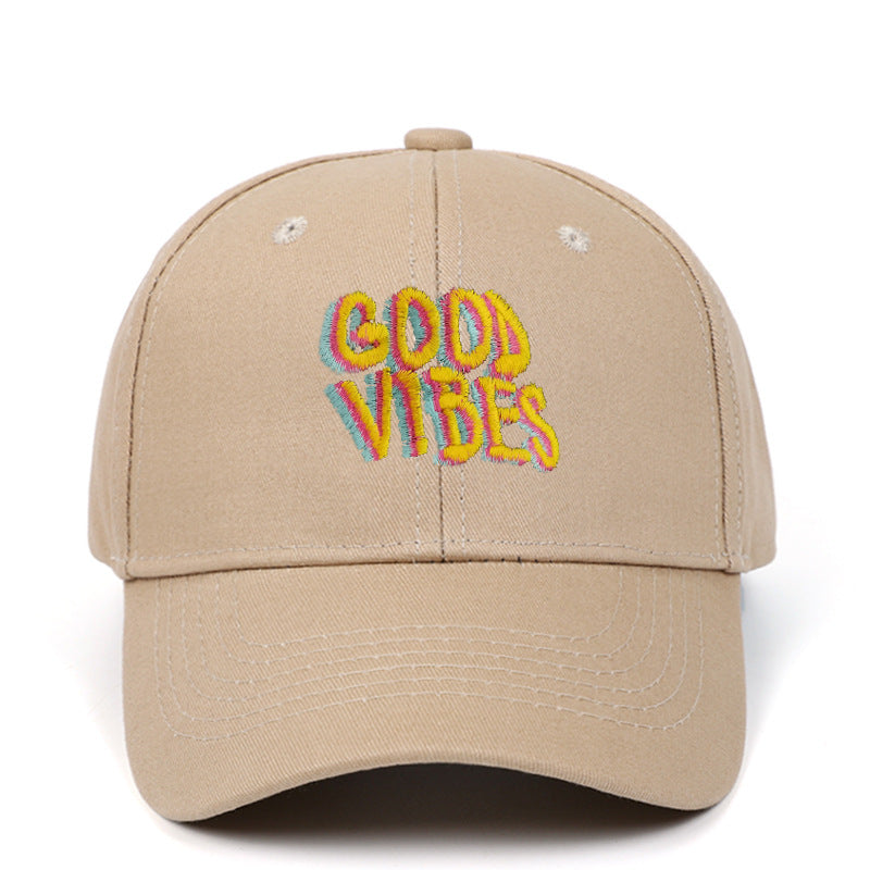 Letter GOOD VIBES Hat Embroidery Cotton Baseball Cap