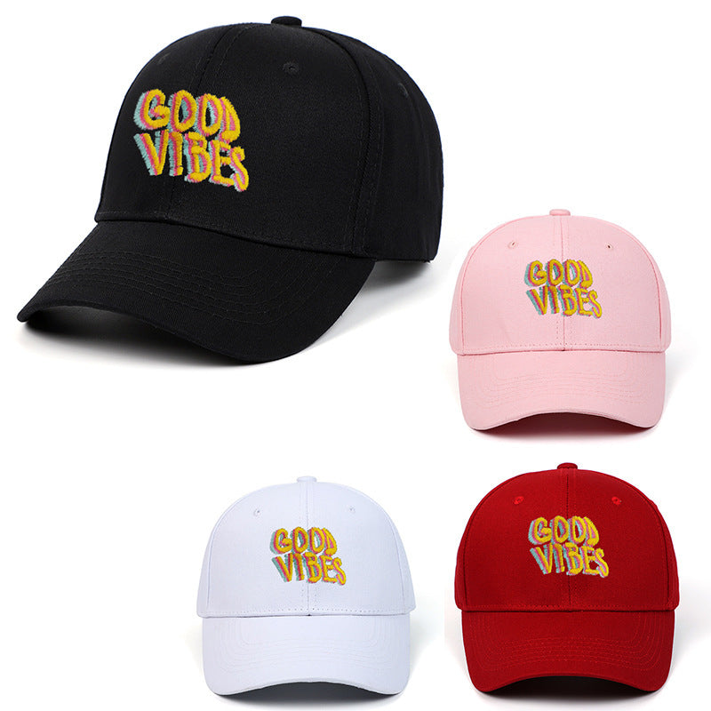 Letter GOOD VIBES Hat Embroidery Cotton Baseball Cap