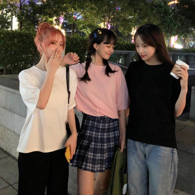 Summer Harajuku Style,Foreign Style, All-match Port Style, Lazy Chic Top Tide