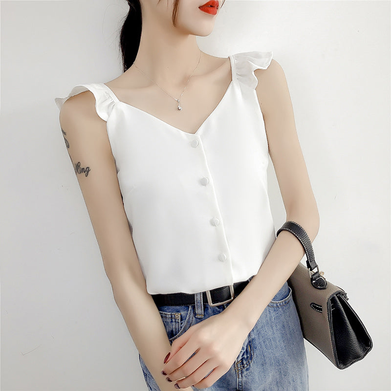 Chic retro clavicle top with chic style in summer