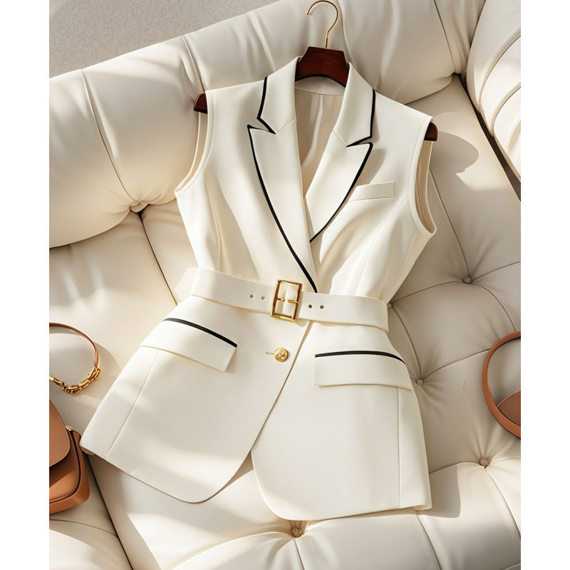 Western Style Chic Classic Style White Suit Vest