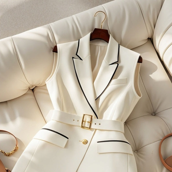 Western Style Chic Classic Style White Suit Vest