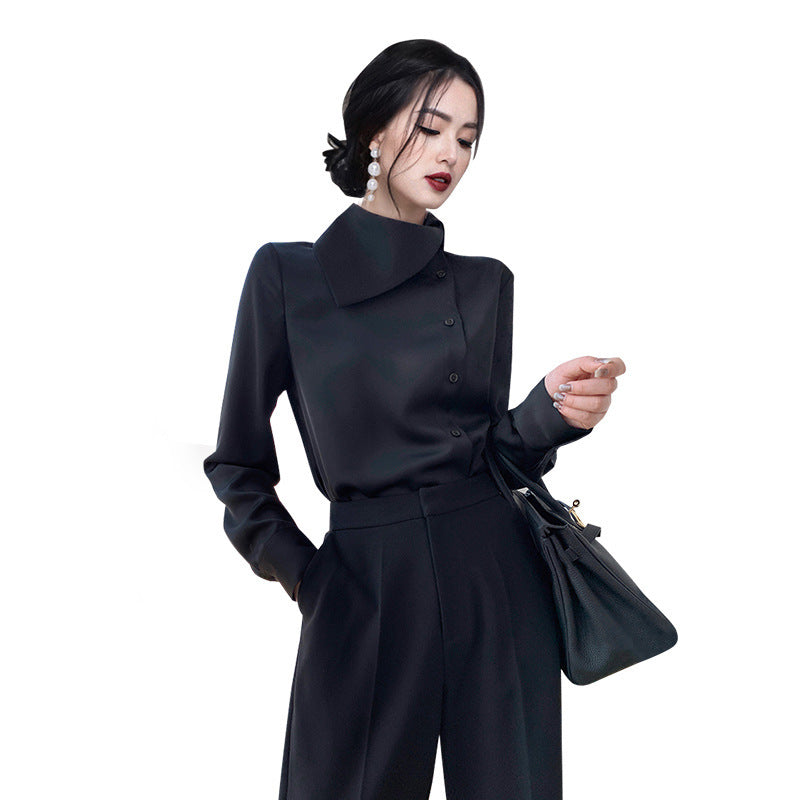 Satin Chic Shirt Women's Japanese French Style