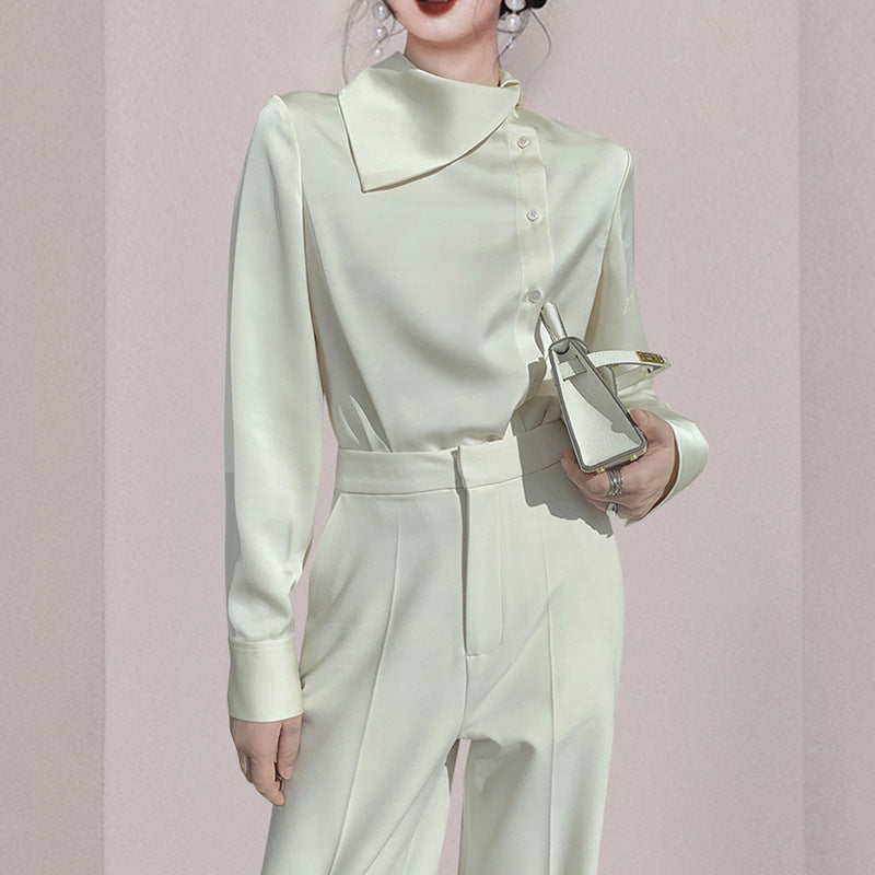 Satin Chic Shirt Women's Japanese French Style