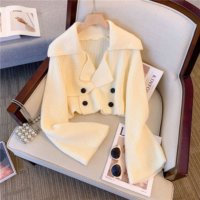 French Lazy Style Lapel Chic Long Sleeve Sweater