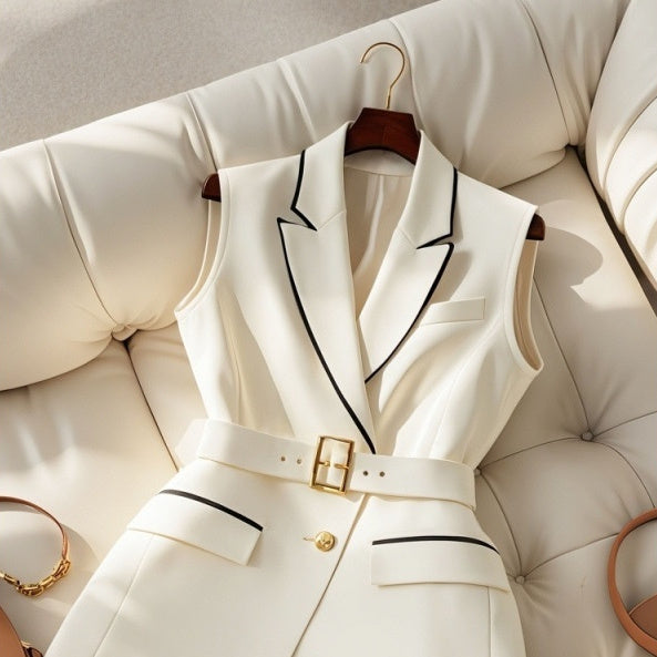 Western Style Chic Classic Style White Suit Vest